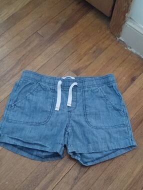 Old Navy Light Blue Denim-Style Shorts with White Drawstring